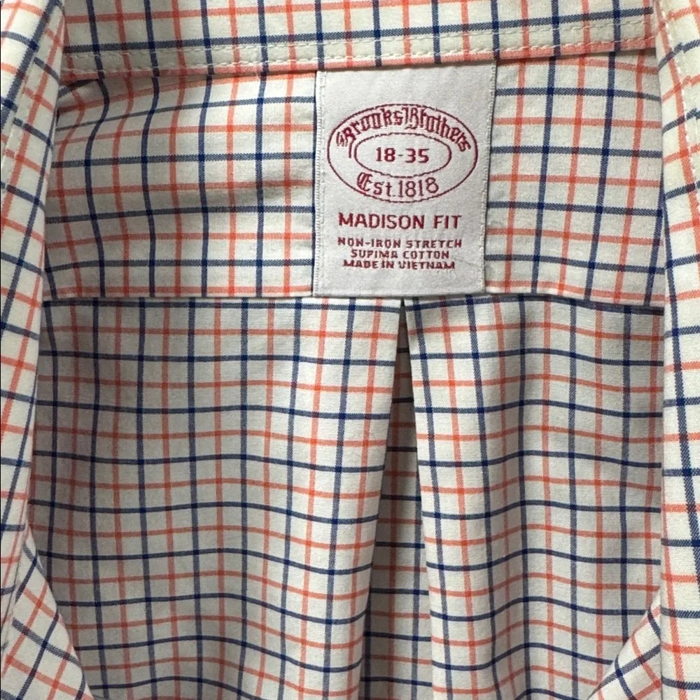 Brooks Brothers Blue and Orange Plaid Shirt - Picture 2 of 2